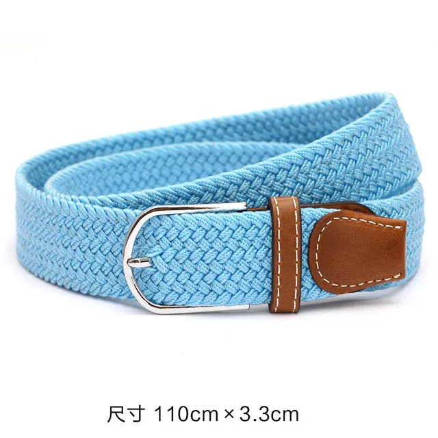 110cm Men fashion Canvas blets for Women Plain Webbing Metal Buckle Woven belt female Stretch Elasticity belts and strap D002