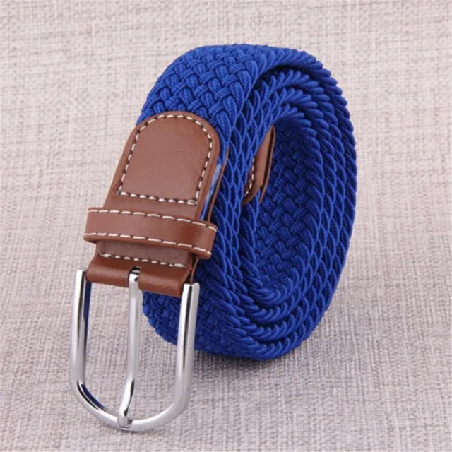 110cm Men fashion Canvas blets for Women Plain Webbing Metal Buckle Woven belt female Stretch Elasticity belts and strap D002