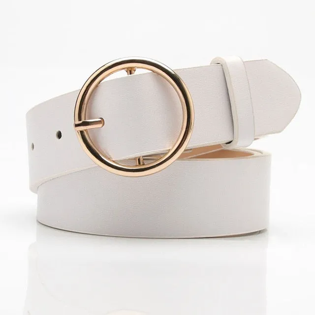 2020 New Designer's Famous Brand Leatherhigh Quality Belt Fashion Alloy Double Ring Circle Buckle Girl Jeans Dress Wild Belts