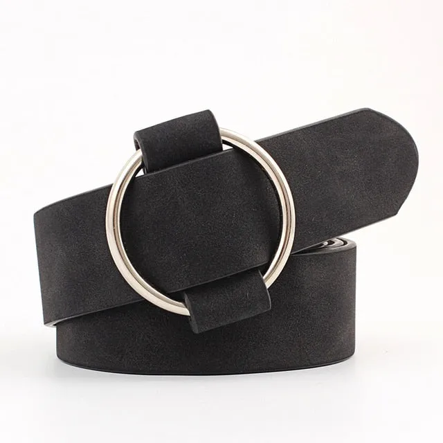 2020 New Designer's Famous Brand Leatherhigh Quality Belt Fashion Alloy Double Ring Circle Buckle Girl Jeans Dress Wild Belts