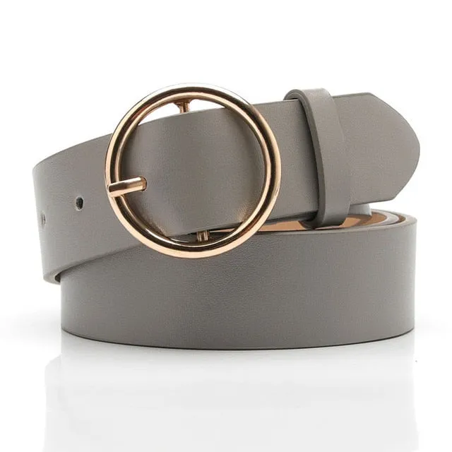 2020 New Designer's Famous Brand Leatherhigh Quality Belt Fashion Alloy Double Ring Circle Buckle Girl Jeans Dress Wild Belts