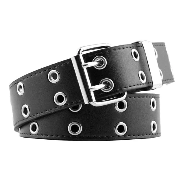 2020 New Designer's Famous Brand Leatherhigh Quality Belt Fashion Alloy Double Ring Circle Buckle Girl Jeans Dress Wild Belts
