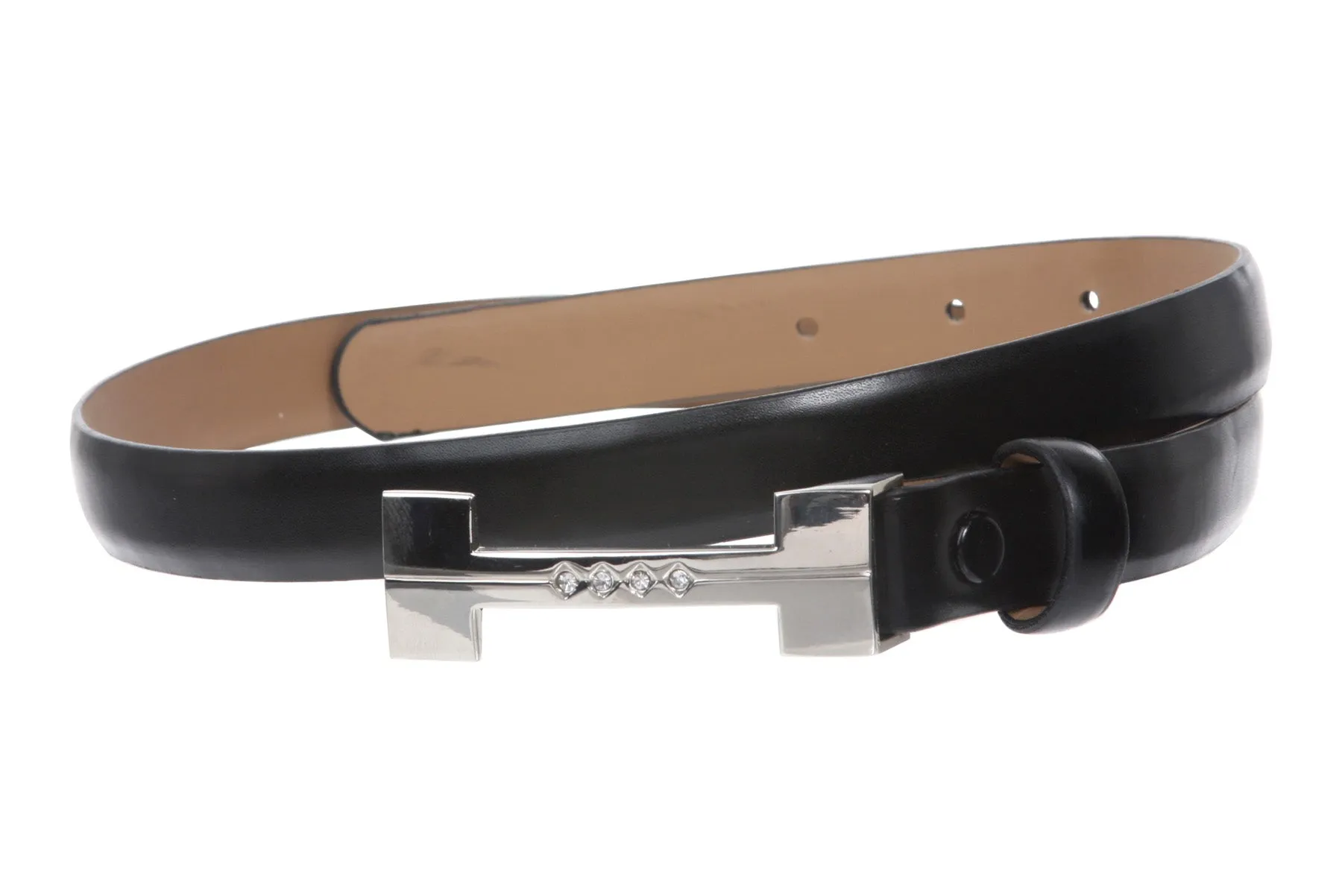 3/4" (19 mm) Women's Snap On Rhinestone Skinny Synthetic Plain Non Leather Fashion Dress Belt