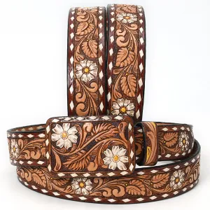 American Darling ADBLF184-L Beautifully Hand Tooled Genuine American Leather Belt Men and  Women