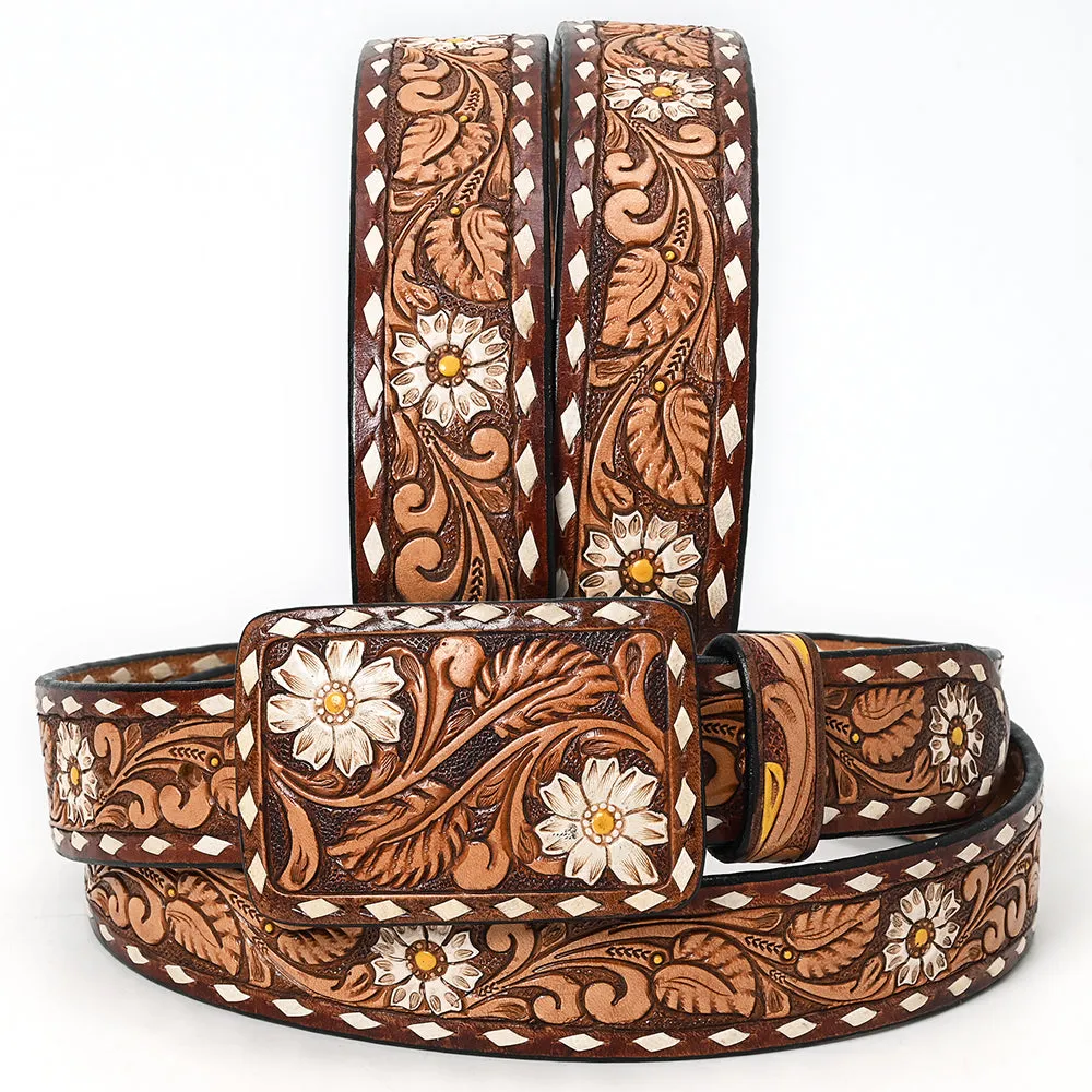 American Darling ADBLF184-L Beautifully Hand Tooled Genuine American Leather Belt Men and  Women