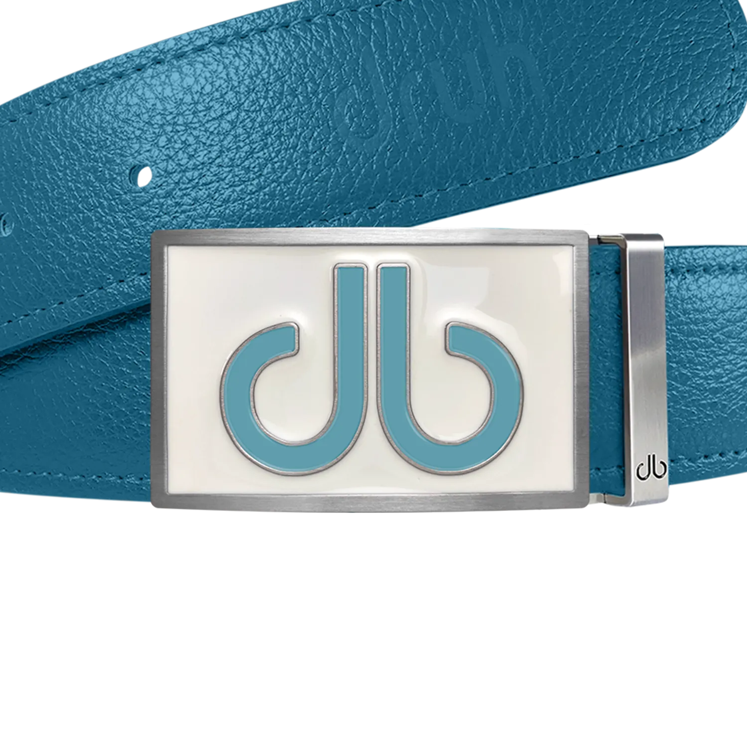 Aqua Full Grain Textured Leather Strap with Buckle