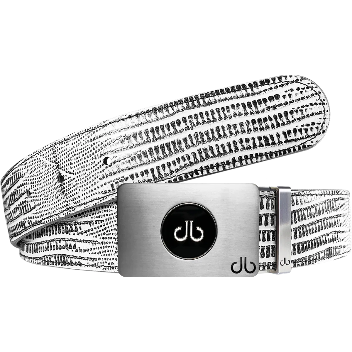 Ballmarker White & Black Lizard Leather Texture Belt