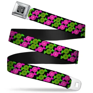 BD Wings Logo CLOSE-UP Full Color Black Silver Seatbelt Belt - Candies Webbing