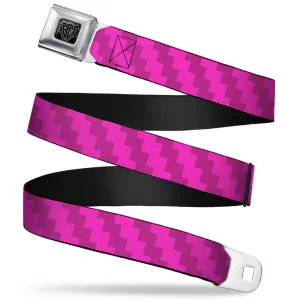 BD Wings Logo CLOSE-UP Full Color Black Silver Seatbelt Belt - Jagged Steps Stripe Pinks Webbing