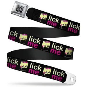BD Wings Logo CLOSE-UP Full Color Black Silver Seatbelt Belt - LICK ME Battery Cartoon Webbing
