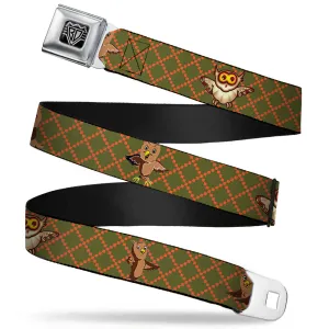 BD Wings Logo CLOSE-UP Full Color Black Silver Seatbelt Belt - Owls Expressions Multi Color Webbing