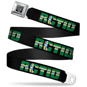 BD Wings Logo CLOSE-UP Full Color Black Silver Seatbelt Belt - RCTID Black/Portland Flag Webbing