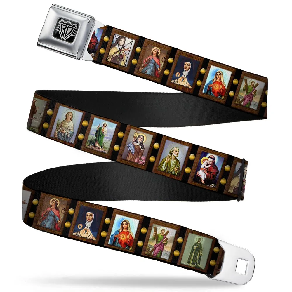 BD Wings Logo CLOSE-UP Full Color Black Silver Seatbelt Belt - Saint Blocks Webbing