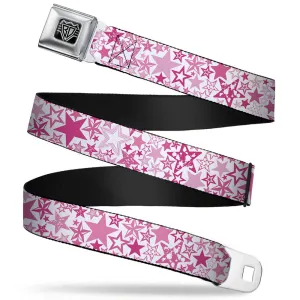 BD Wings Logo CLOSE-UP Full Color Black Silver Seatbelt Belt - Stargazer White/Pink Webbing