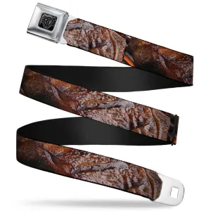 BD Wings Logo CLOSE-UP Full Color Black Silver Seatbelt Belt - Vivid Grilled Steak Webbing