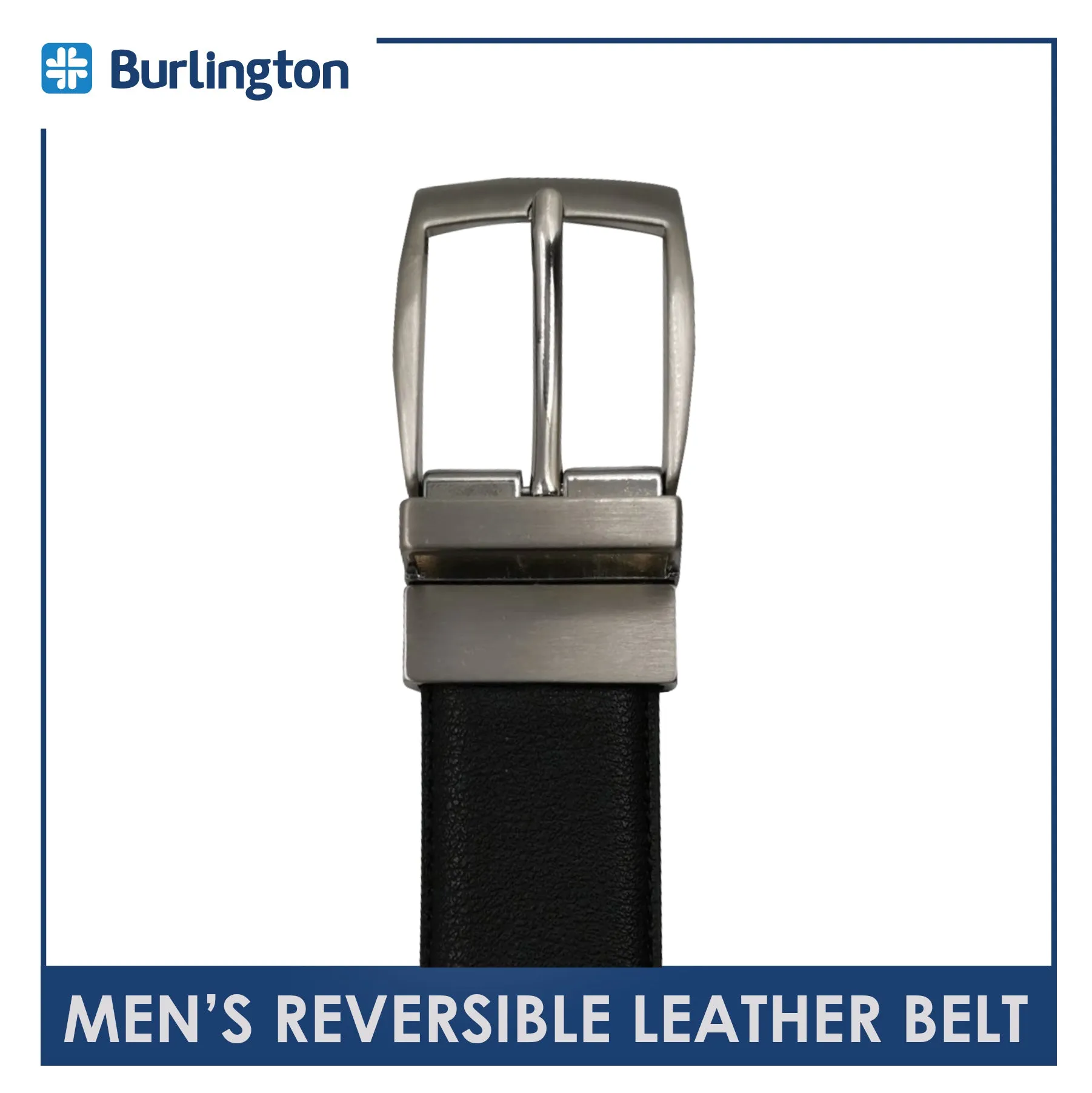 Burlington Men's Reversible Buckle Cowhide Genuine Leather Formal belt 1 piece (size 34 - 42 inches) JMBLC0205