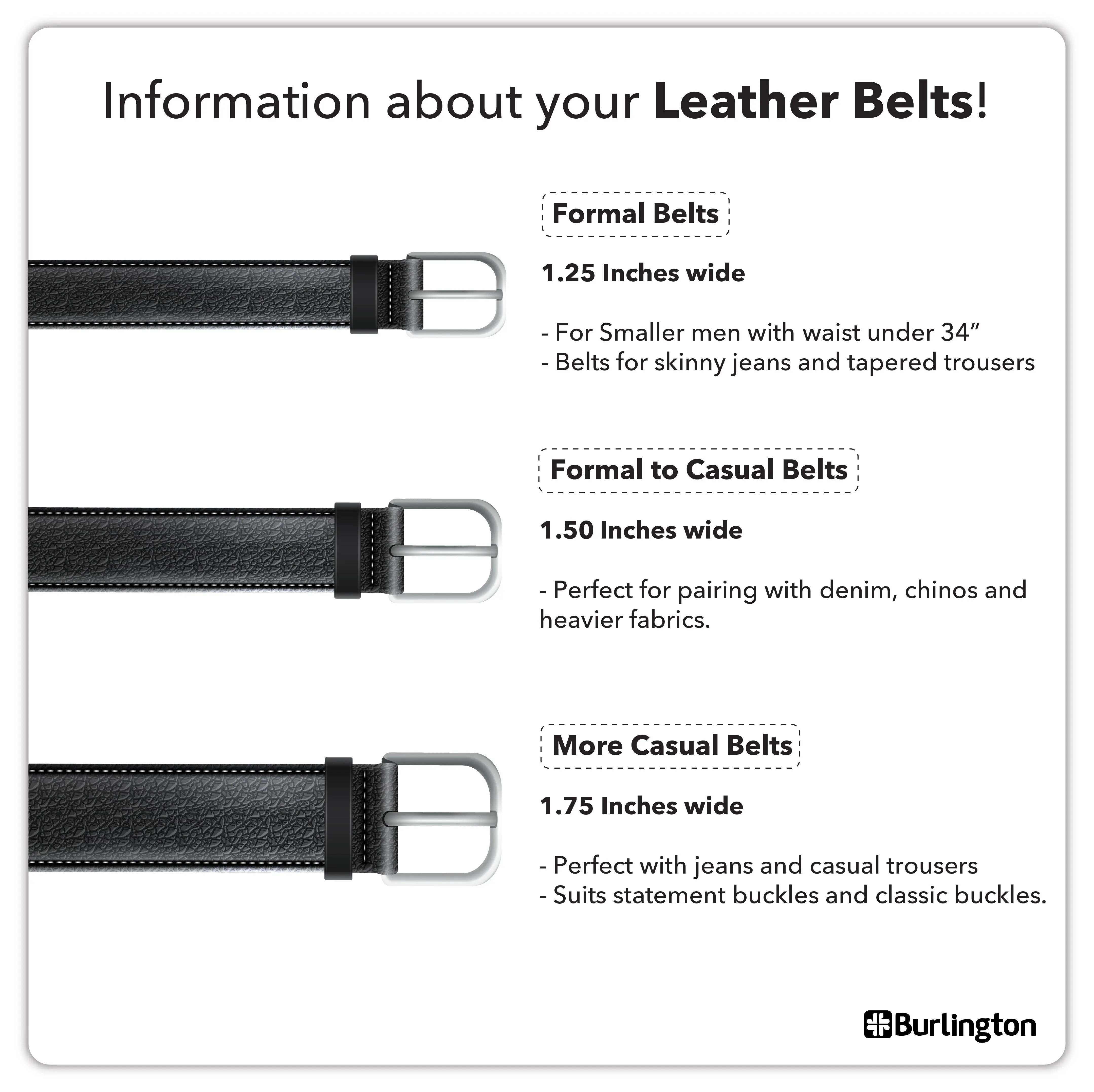 Burlington Men's Reversible Buckle Cowhide Genuine Leather Formal belt 1 piece (size 34 - 42 inches) JMBLC0205