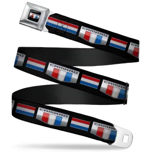 CAMARO Six Badge Full Color Black Silver Red White Blue Seatbelt Belt - CAMARO Six Badge/Stripe Black/Silver/Red/White/Blue Webbing