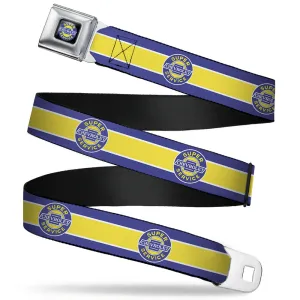 CHEVROLET SUPER SERVICE Logo Black Blue Yellow White Seatbelt Belt - CHEVROLET SUPER SERVICE Logo/Stripe Blue/White/Yellow Webbing