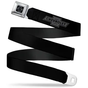Chevy Seatbelt Belt - Vintage CHEVROLET Bowtie Black/Charcoal (1934 logo) Webbing