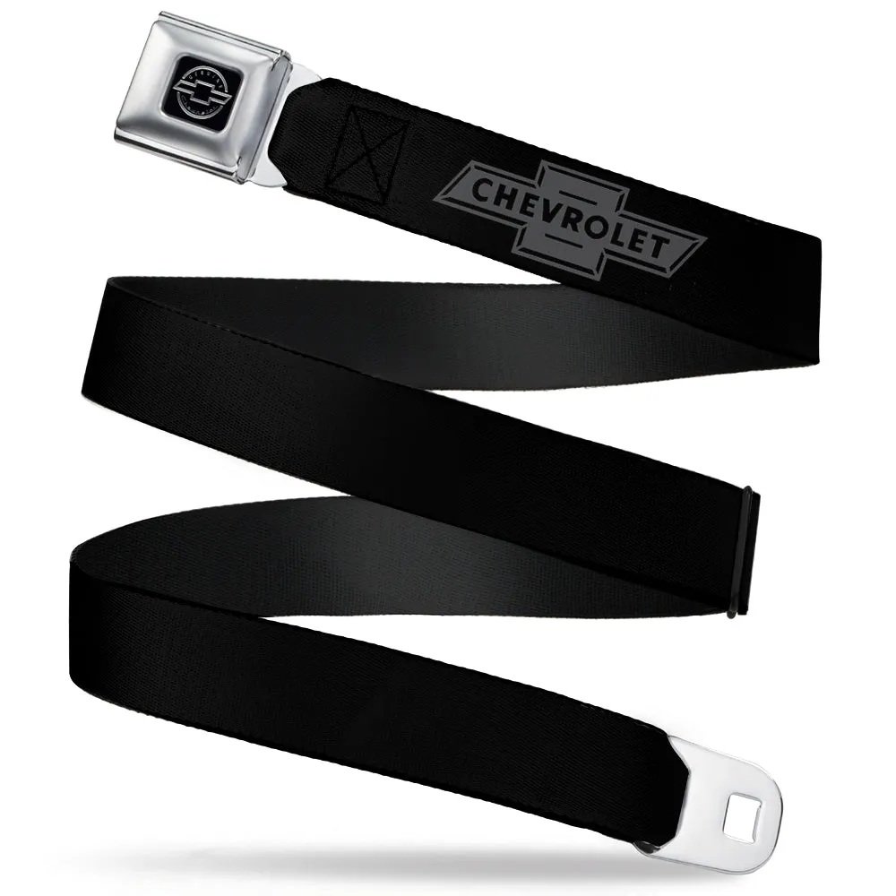 Chevy Seatbelt Belt - Vintage CHEVROLET Bowtie Black/Charcoal (1934 logo) Webbing