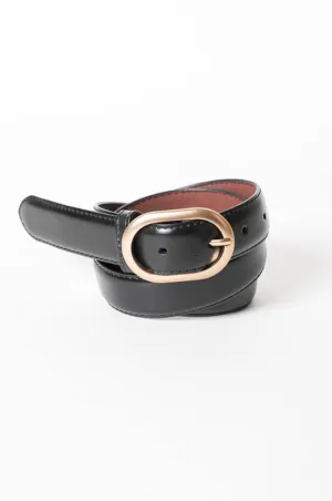 Classic Oval Buckle Belt - Black
