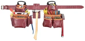 CLC Signature Elite Series 21453X Tool Belt Combo System, 40 to 52 in Waist, 62 in L, Leather, Chestnut, 18-Pocket :EA: QUANTITY: 1