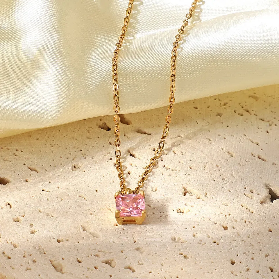 Colorful Cubic Zirconia Pendant Necklace
