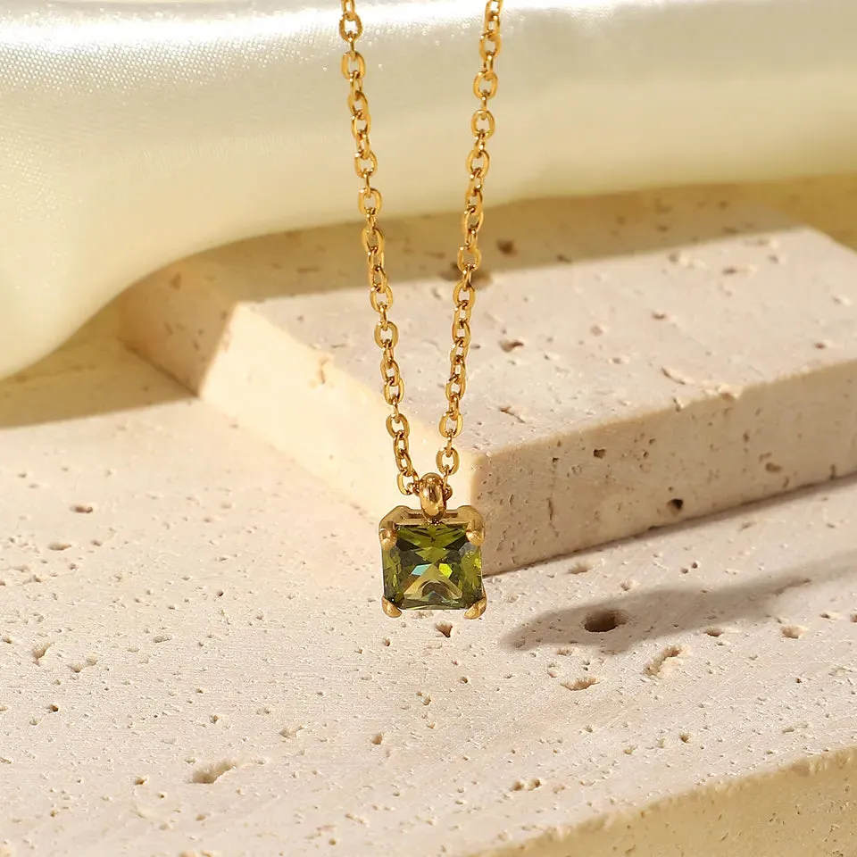 Colorful Cubic Zirconia Pendant Necklace