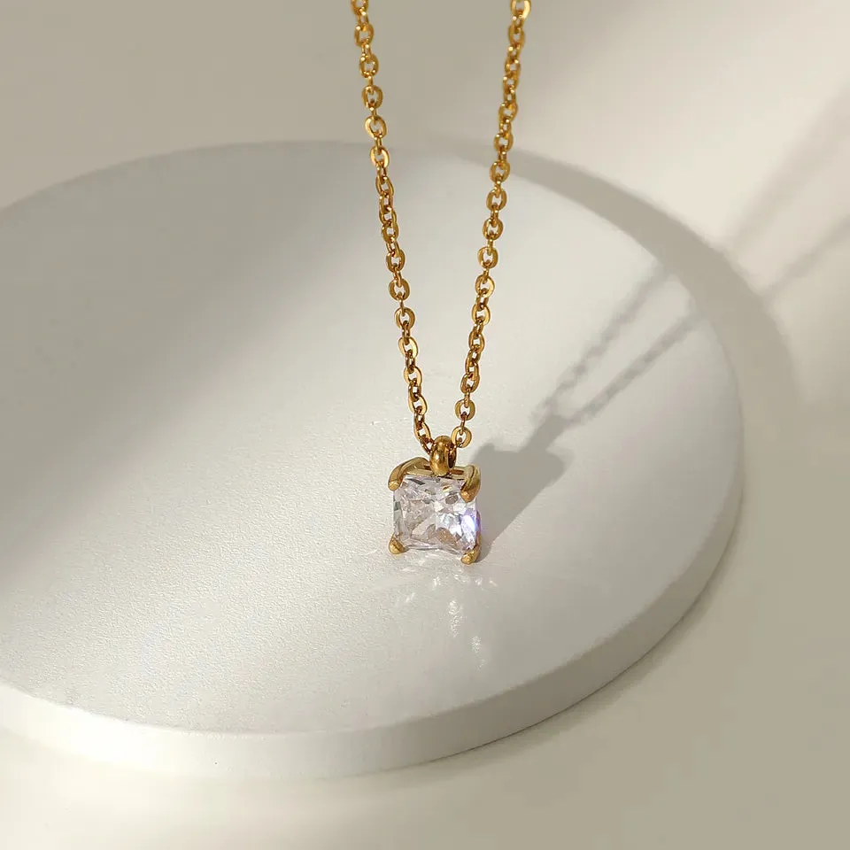 Colorful Cubic Zirconia Pendant Necklace