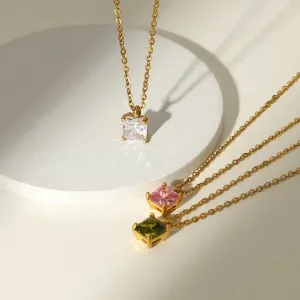 Colorful Cubic Zirconia Pendant Necklace