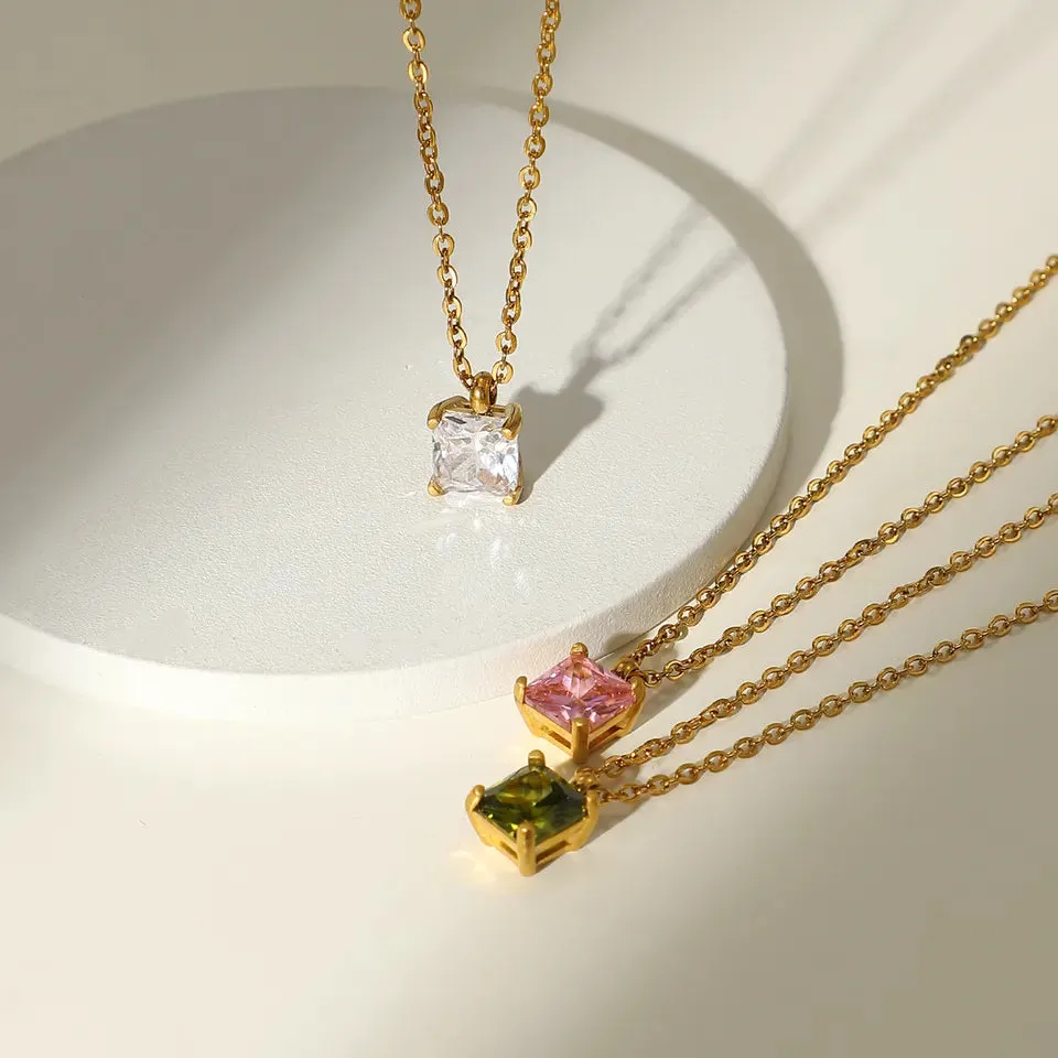 Colorful Cubic Zirconia Pendant Necklace
