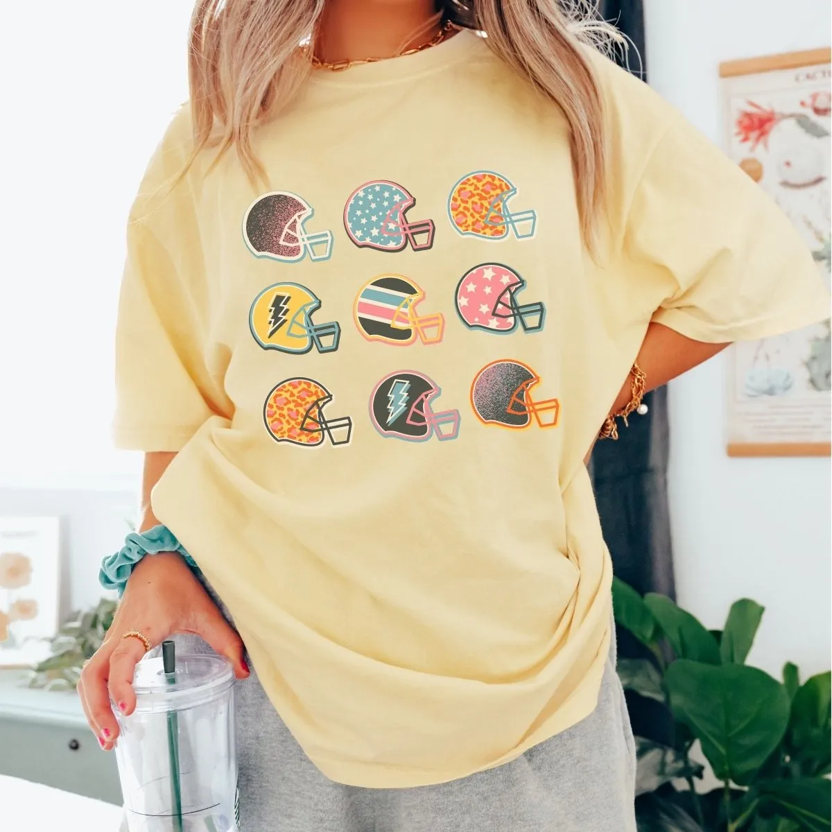 Colorful Football Helmets Comfort Color Wholesale Tee - Fast Shipping