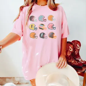 Colorful Football Helmets Comfort Color Wholesale Tee - Fast Shipping
