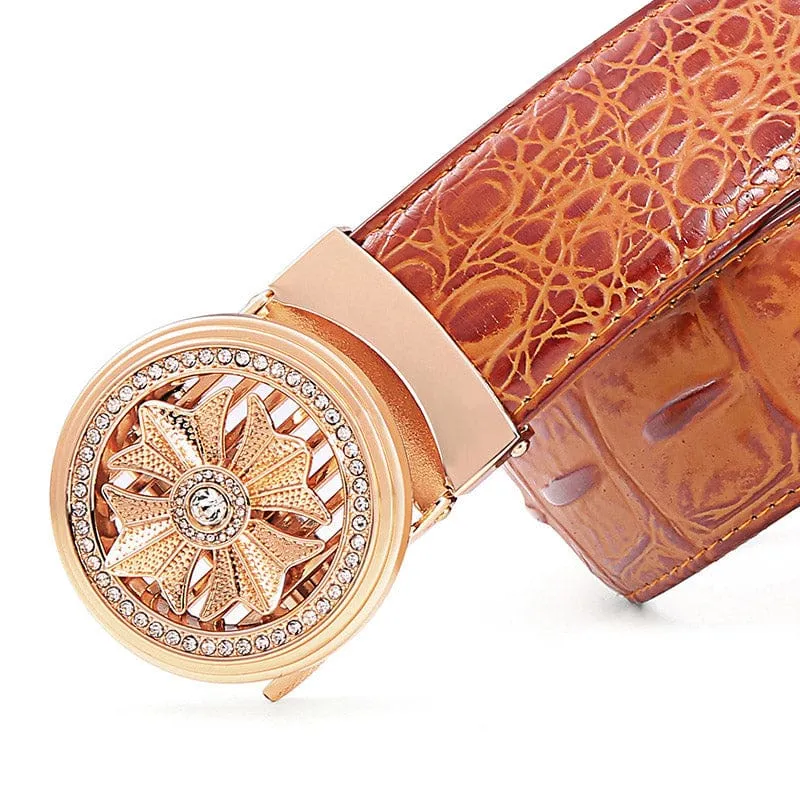 Crocodile Pattern Quality Faux Leather Men Luxury Belt