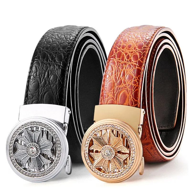 Crocodile Pattern Quality Faux Leather Men Luxury Belt