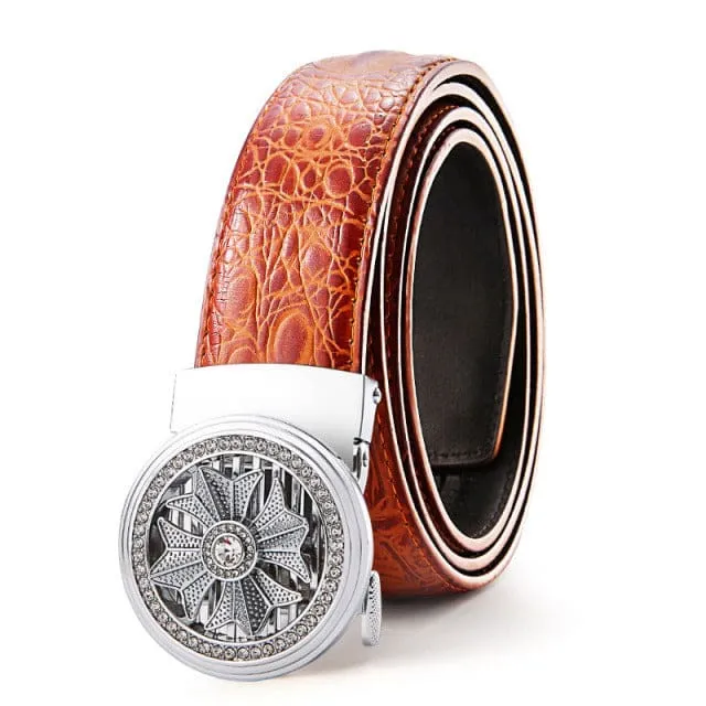 Crocodile Pattern Quality Faux Leather Men Luxury Belt