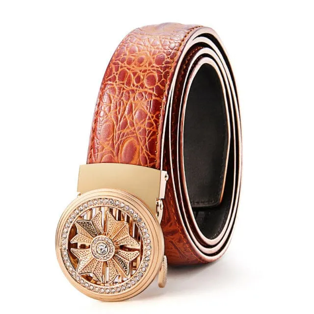 Crocodile Pattern Quality Faux Leather Men Luxury Belt