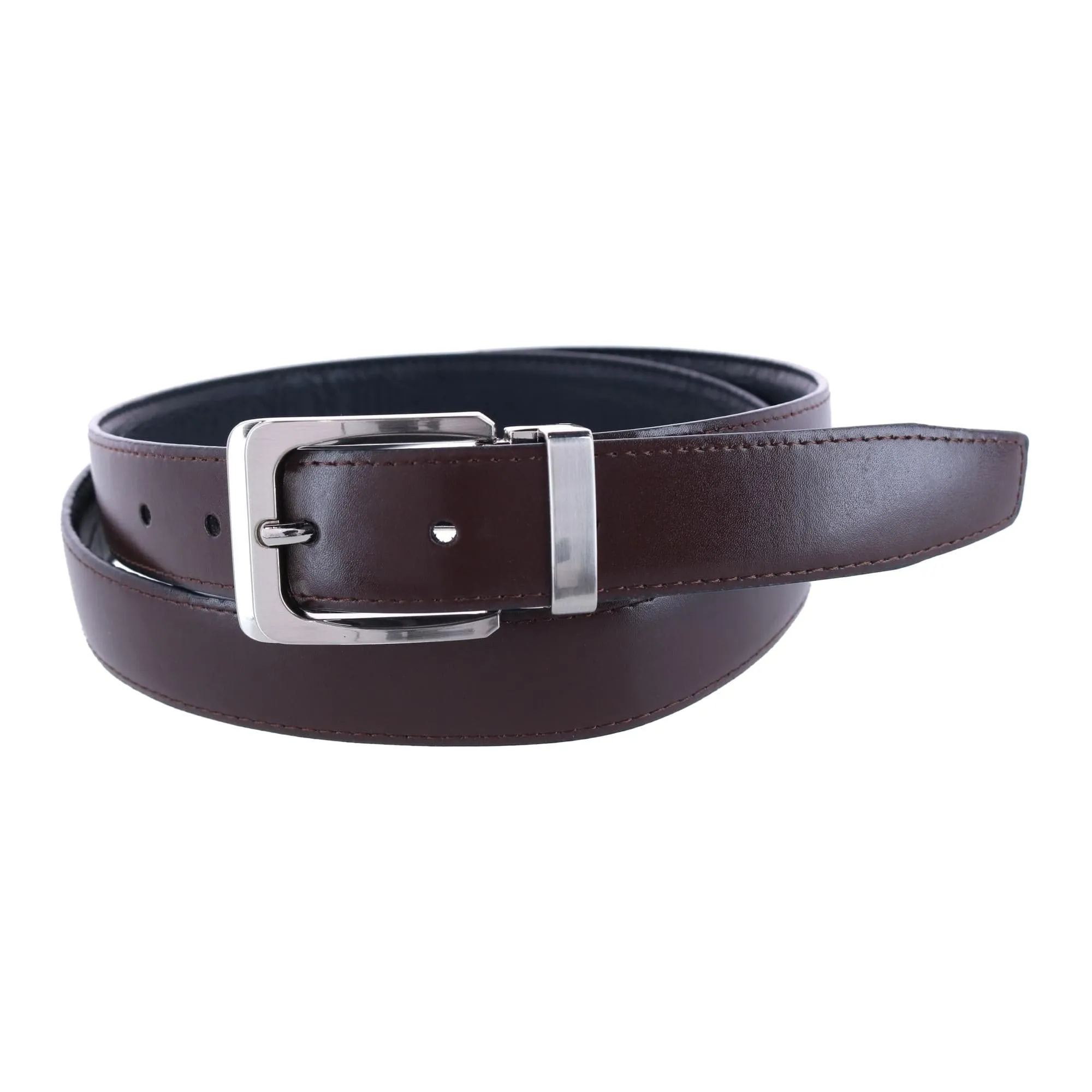 CTM® Leather Matte Reversible Croc Print Clamp on Buckle Belt