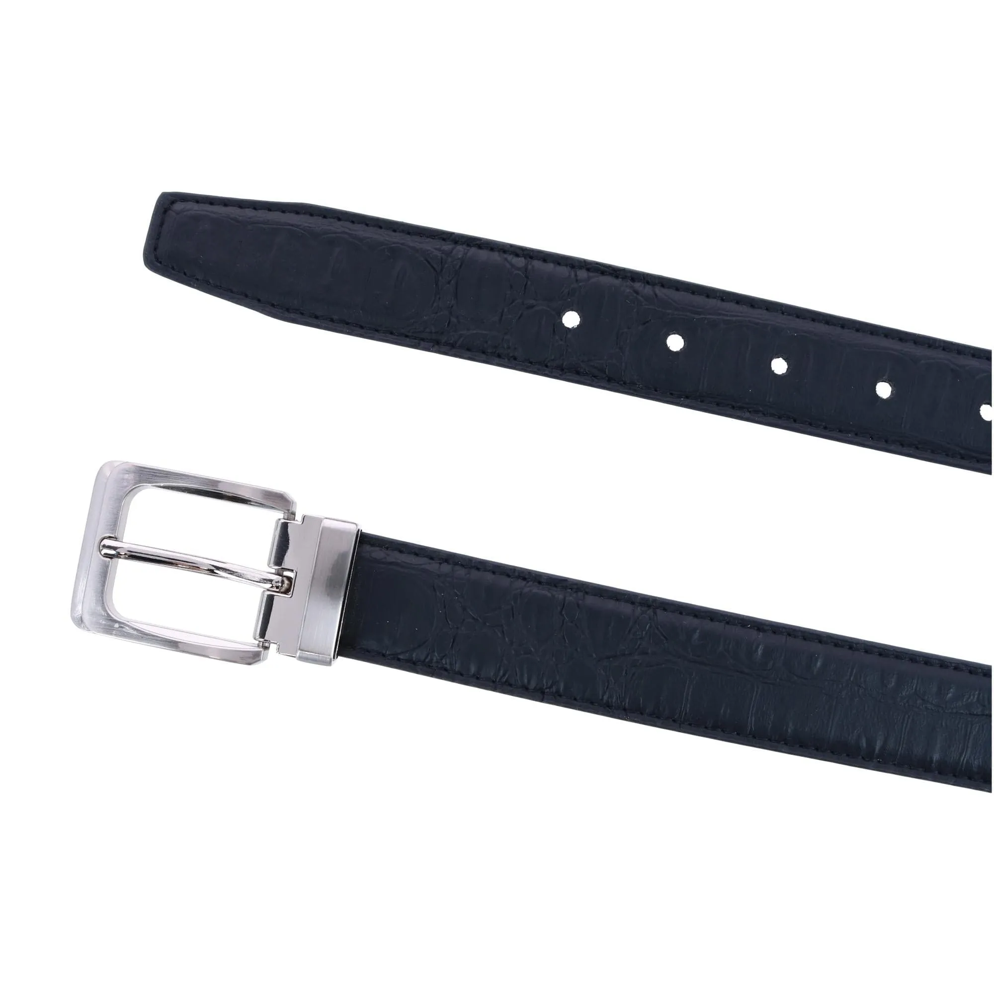 CTM® Leather Matte Reversible Croc Print Clamp on Buckle Belt