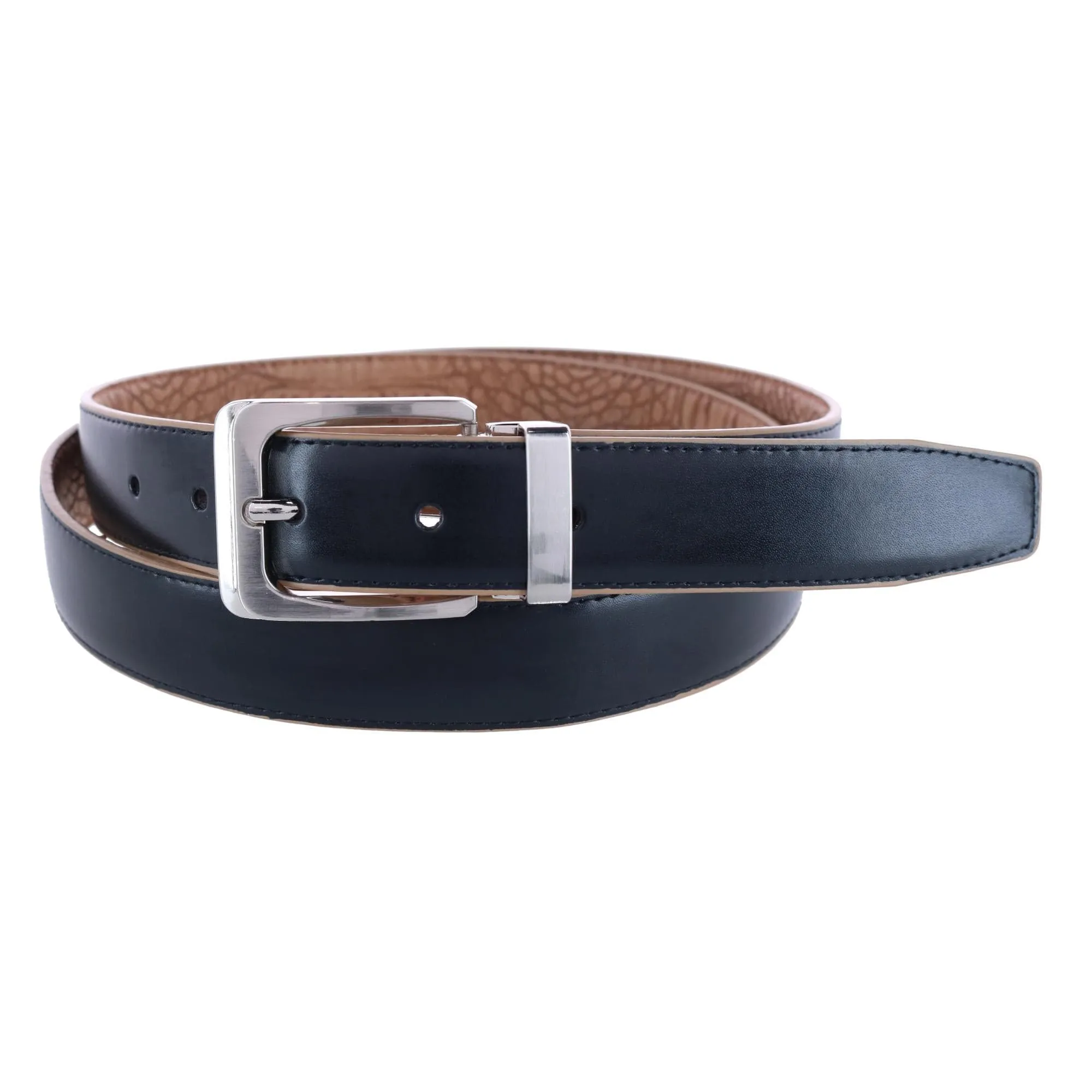 CTM® Leather Matte Reversible Croc Print Clamp on Buckle Belt
