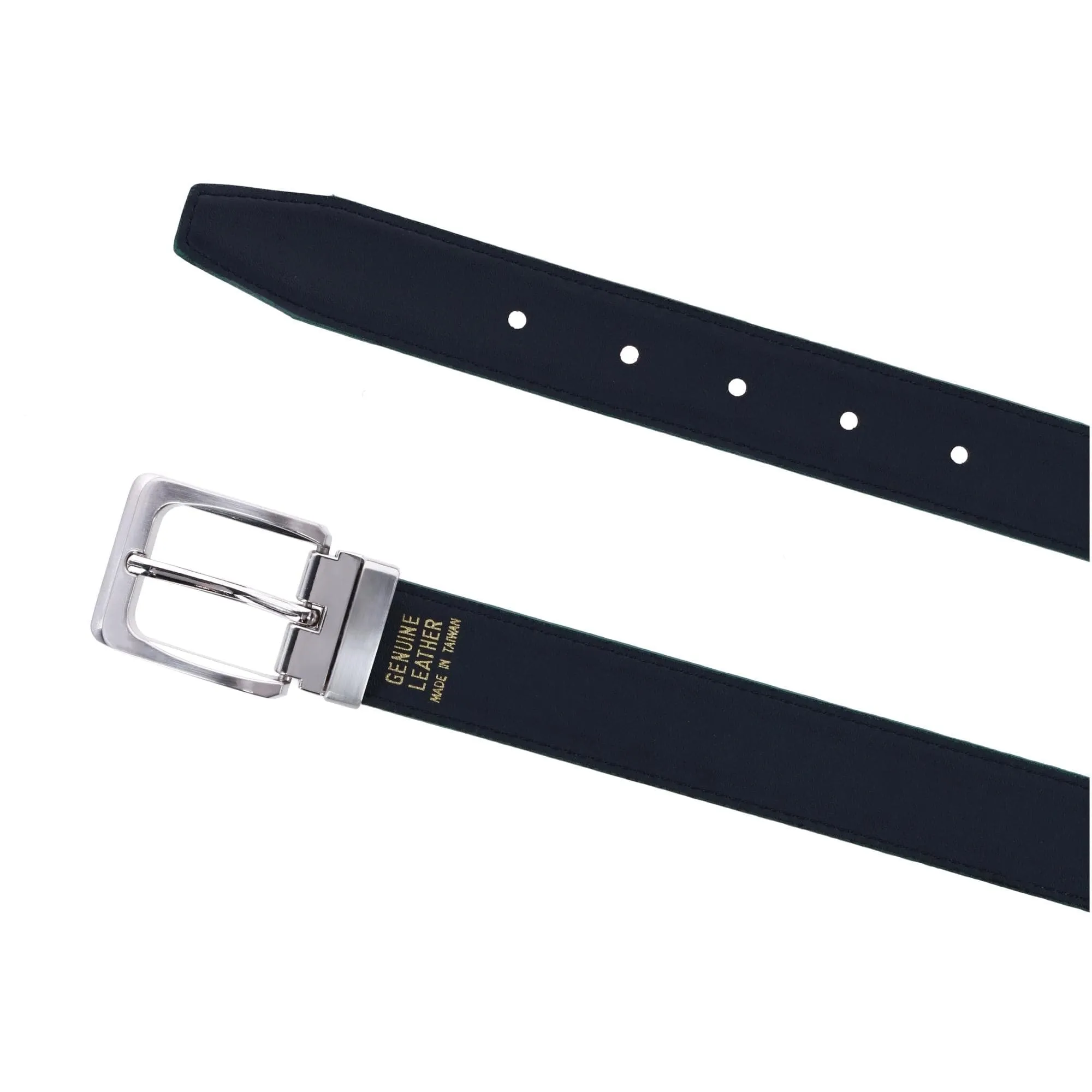 CTM® Leather Matte Reversible Croc Print Clamp on Buckle Belt