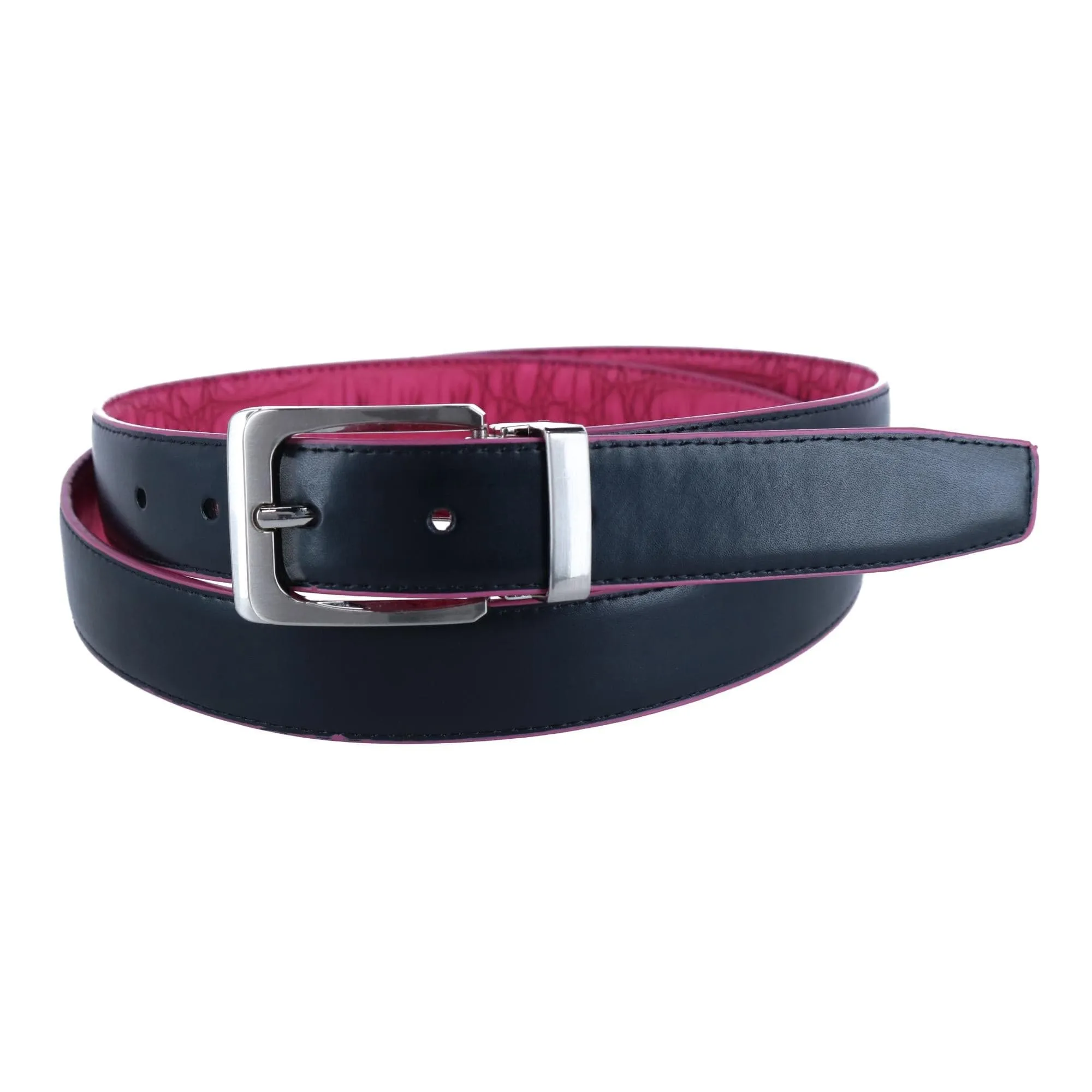 CTM® Leather Matte Reversible Croc Print Clamp on Buckle Belt