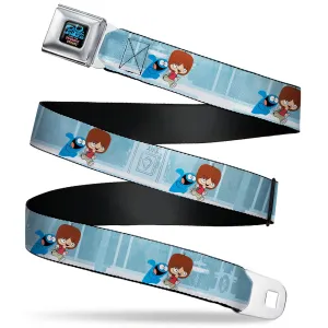 FOSTER'S HOME FOR IMAGINARY FRIENDS Title Logo Black/Multi Color Seatbelt Belt - Foster's Home for Imaginary Friends Mac and Bloo Pose Blues Webbing