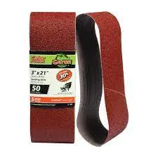 Gator Aluminum Oxide Sanding Belts (3" X 21" 50 Grit 5 Pack)