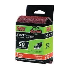 Gator Aluminum Oxide Sanding Belts (3" X 21" 50 Grit 5 Pack)