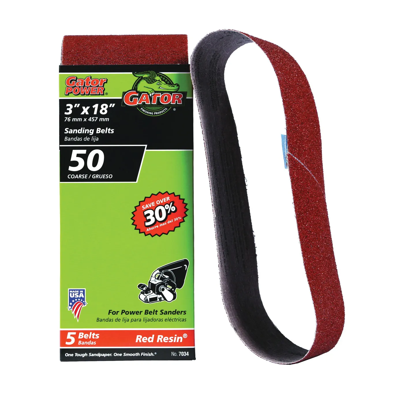 Gator Aluminum Oxide Sanding Belts (3" X 21" 50 Grit 5 Pack)