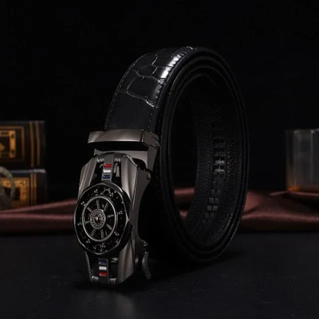 Genuine Leather Luxury Stone Pattern High Quality Business Automatic Buckle Belts