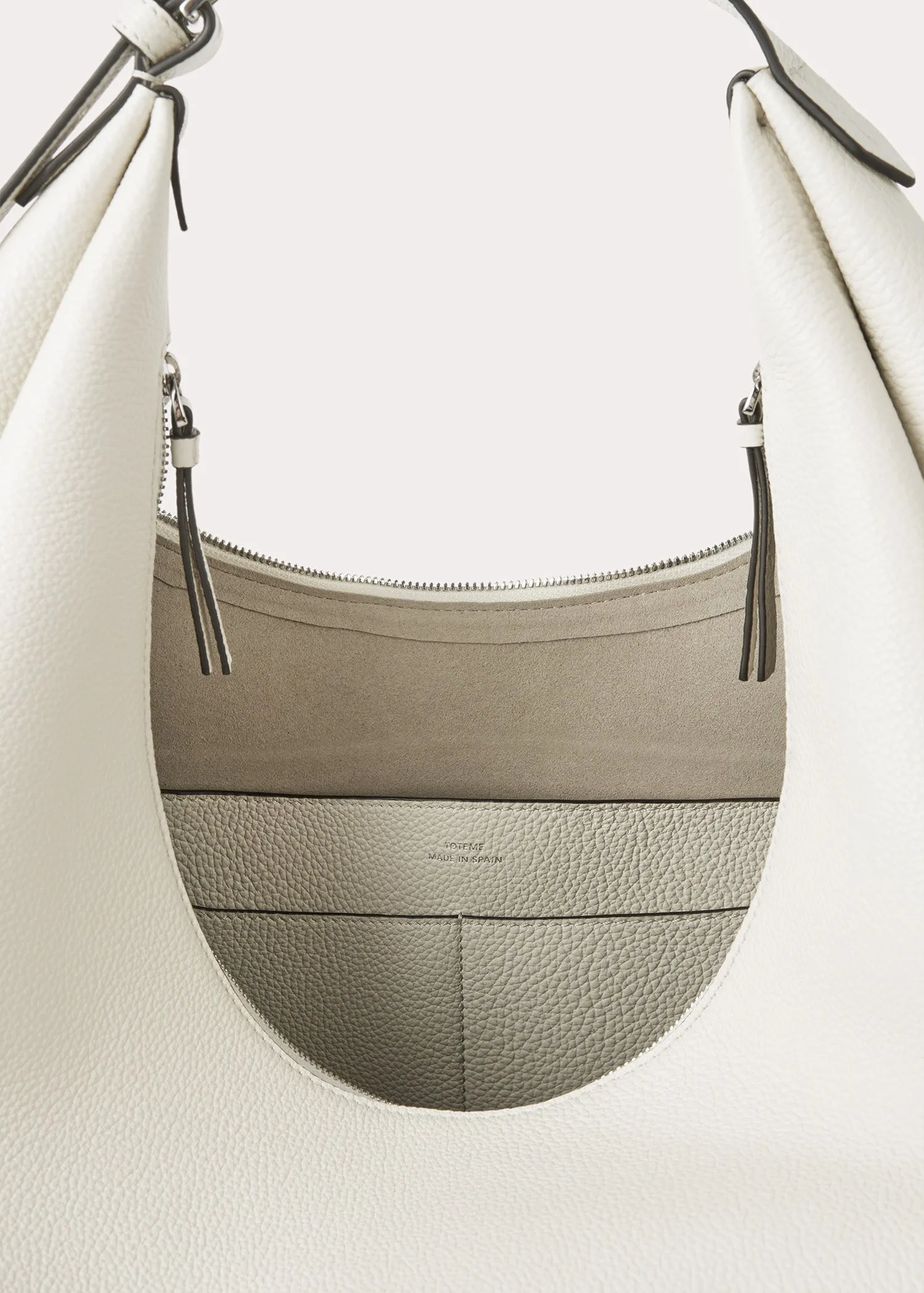 Grained-leather hobo bag milk