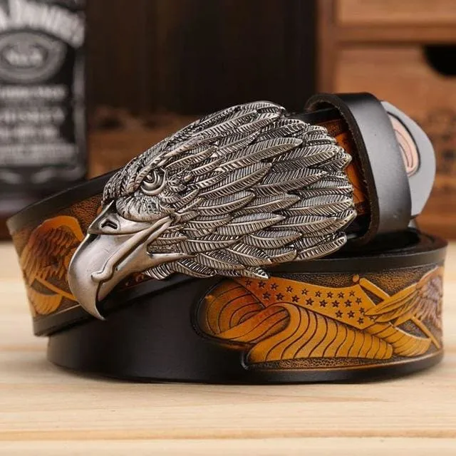 High Quality Designer Waist Strap Punk Cowboy Genuine Leather Belt
